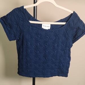 Olive & Oak Navy Textured Crop Top